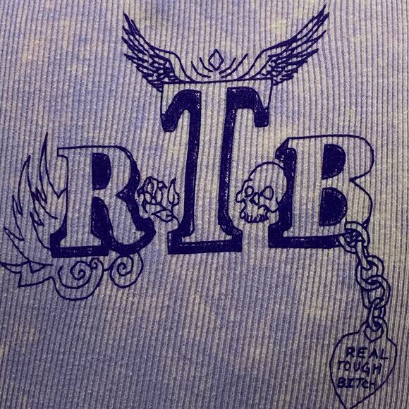 RTB Real Tough B itch Purple Tank Top Medium Embellished Graphic Ribbed Cotton - Picture 9 of 13